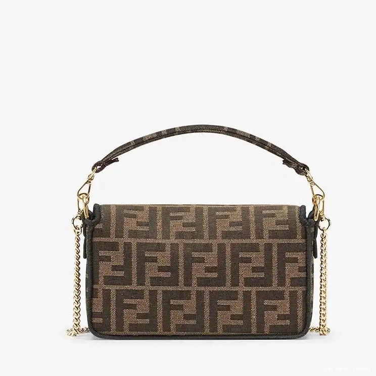 Vintage HOT Mini Brown Motif Bag Baguette Fendi In Fabric FF 0407